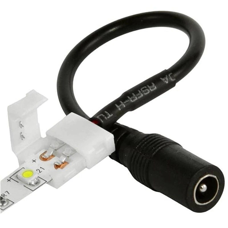 10mm 8mm 2pin  Female Barrel DC Adapter Power LED Strip Connector Cable For SMD 5050 5630 3528 led Strip free Soldering